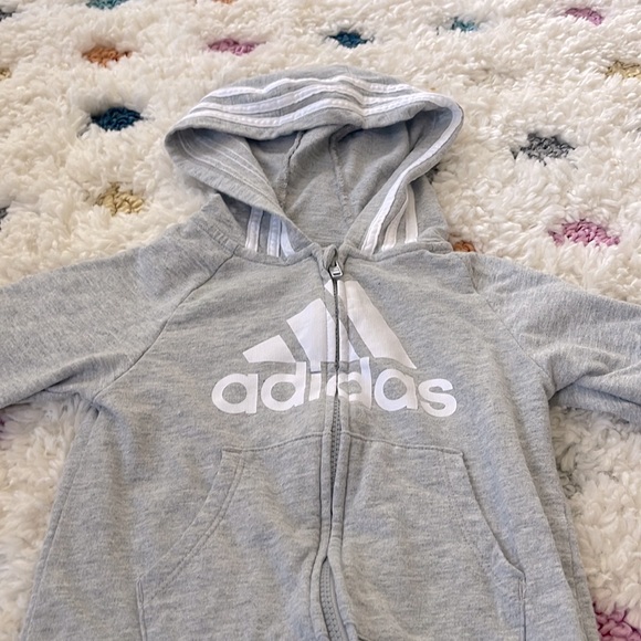 Adidas Zip Up Hooded Bodysuit Romper 6 Months - Picture 2 of 5
